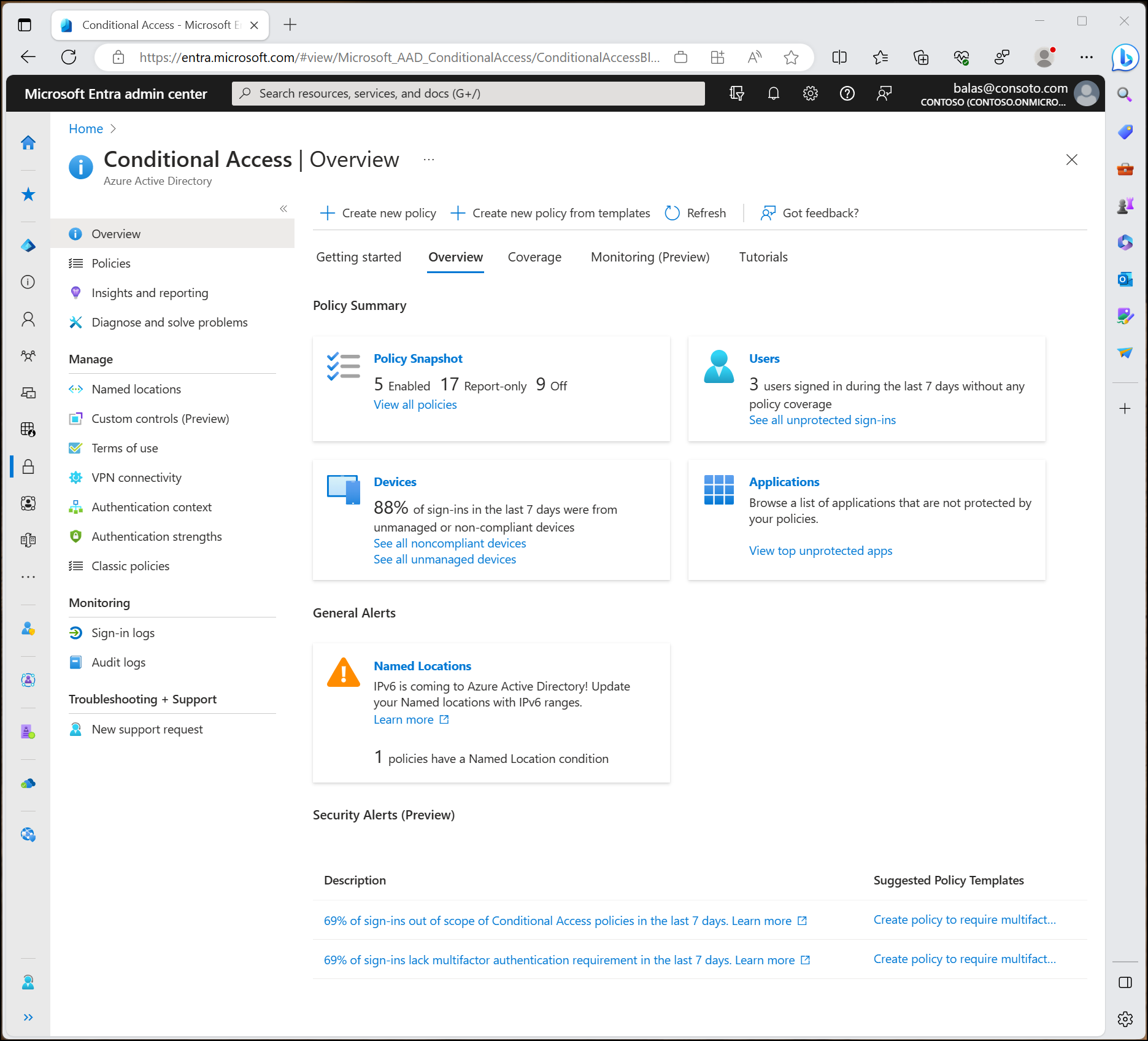 Entra Admin Center – Conditional Access overview