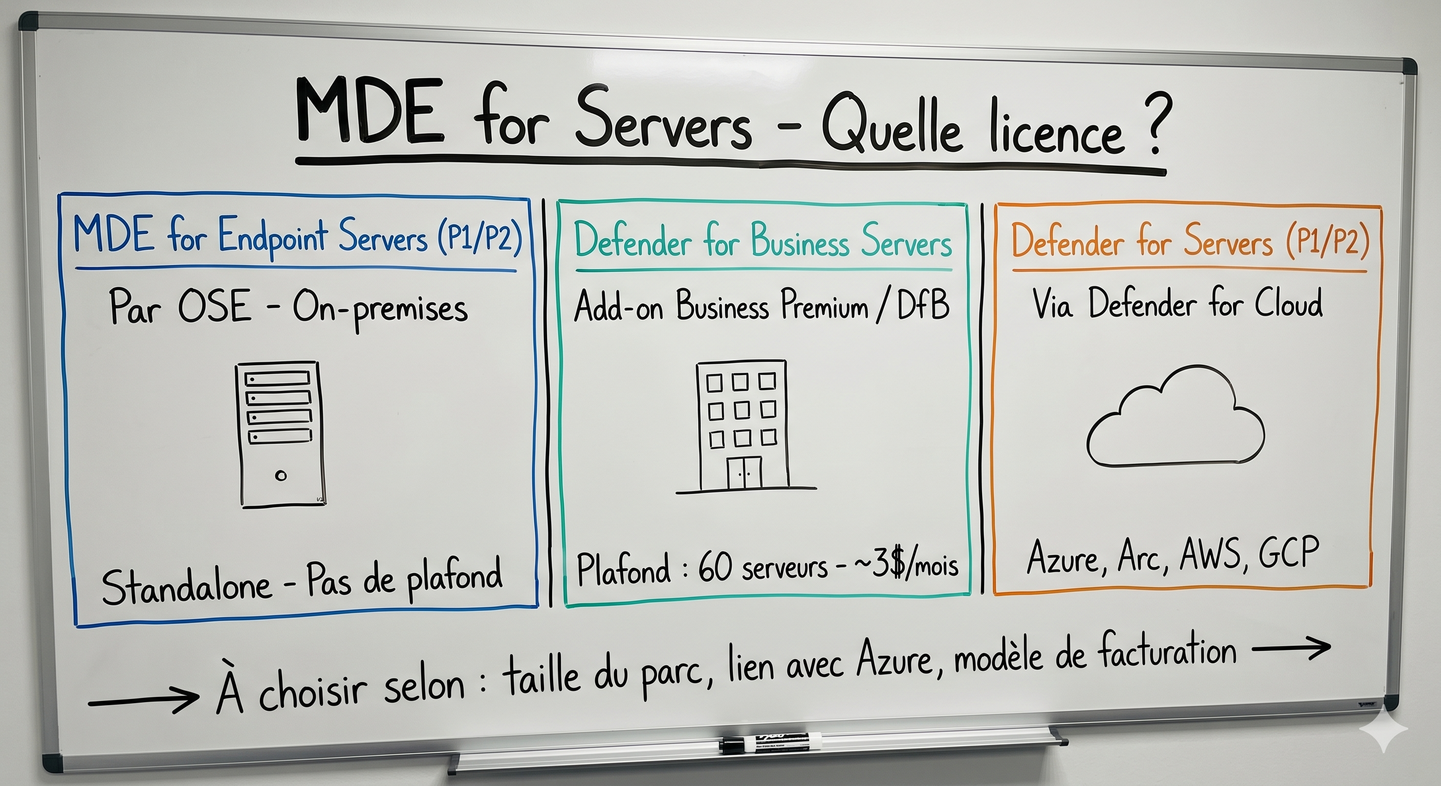 Tableau comparatif des licences MDE for Servers